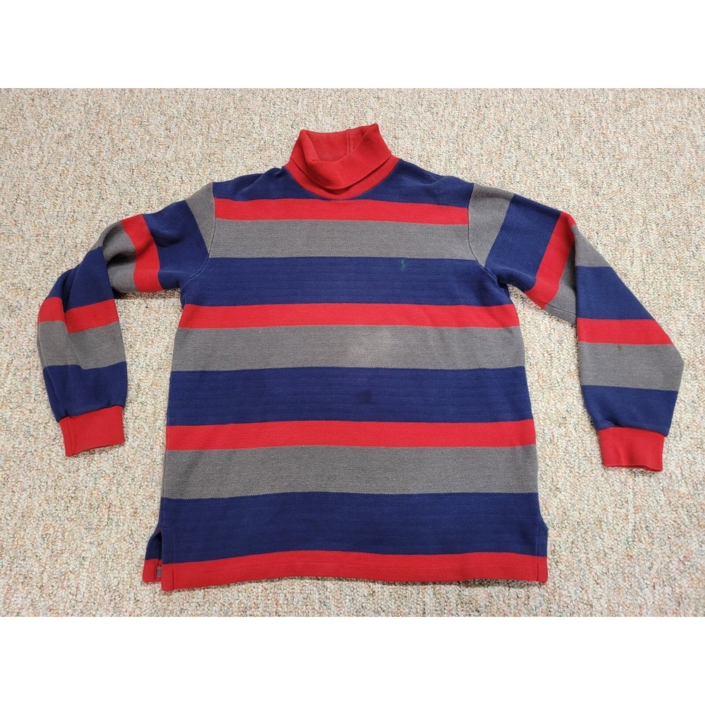 Polo Ralph Lauren Turtleneck Men Large Multicolor Striped Vintage Made in USA